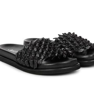 Saint G Caterina Studded Slide Sandals- Black